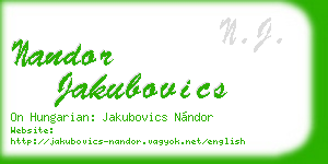 nandor jakubovics business card